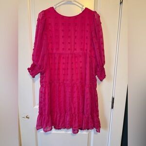 Vine & Love Vibrant Pink Mini Dress size medium Cute Back!